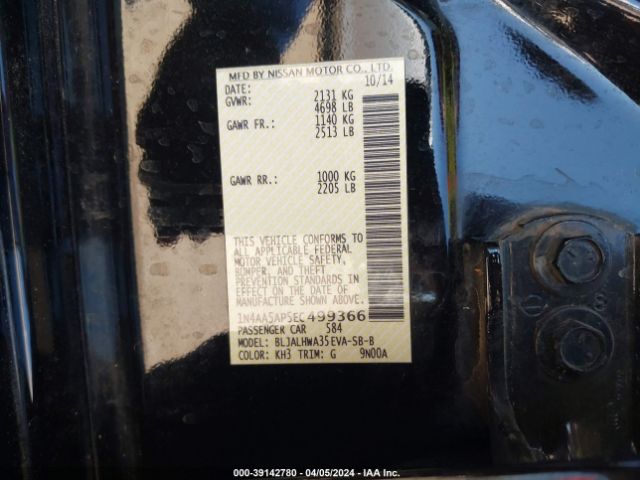 1N4AA5AP5EC499366 Nissan Maxima 3.5 Sv