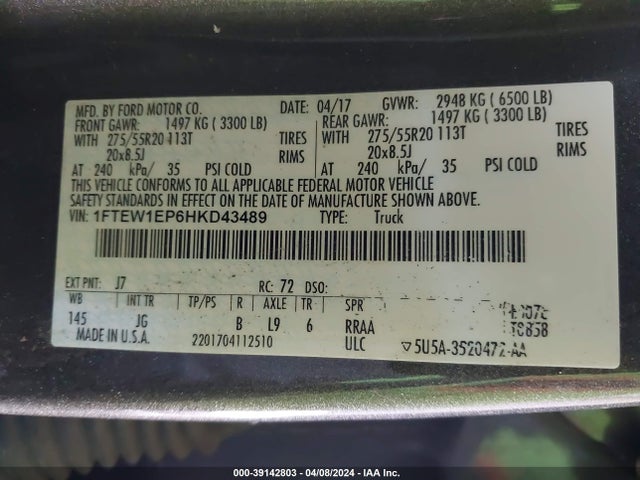 Ford F-150 Xl 2017 1FTEW1EP6HKD43489 Image 9
