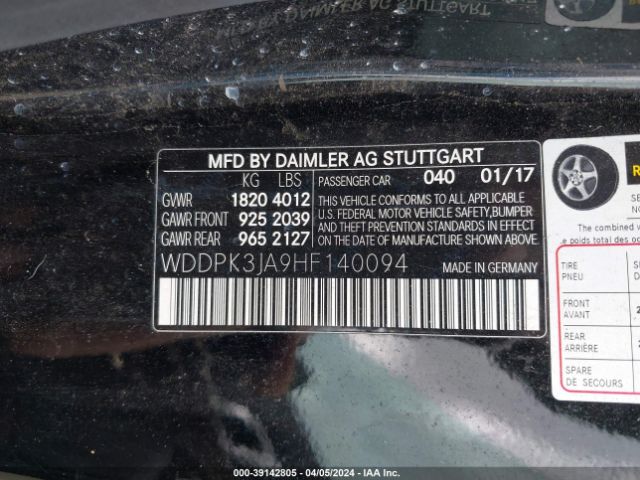 WDDPK3JA9HF140094 Mercedes-Benz Slc 300