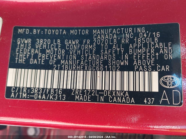 Toyota COROLLA LE 2016 2T1BURHEXGC661102 Image 9