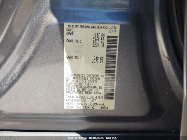 1N4AL3APXGC136496 Nissan Altima 2.5 Sl