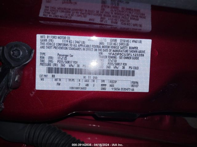 1FADP5CU3FL123359 Ford C-max Energi Sel
