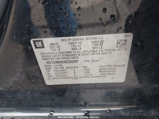 1GTV2MEH5HZ302087 GMC Sierra 1500 Sle