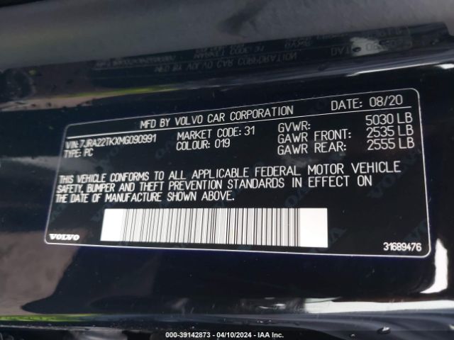 7JRA22TKXMG090991 Volvo S60 T6 Momentum