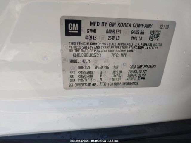 KL4CJESB8LB327514 Buick Encore Awd Preferred