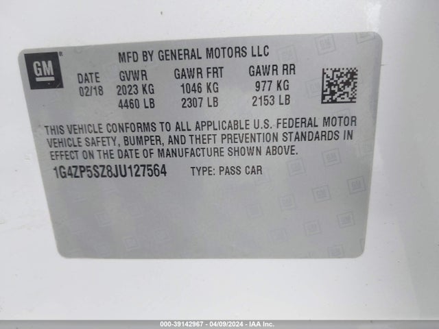 1G4ZP5SZ8JU127564 Buick Lacrosse Essence