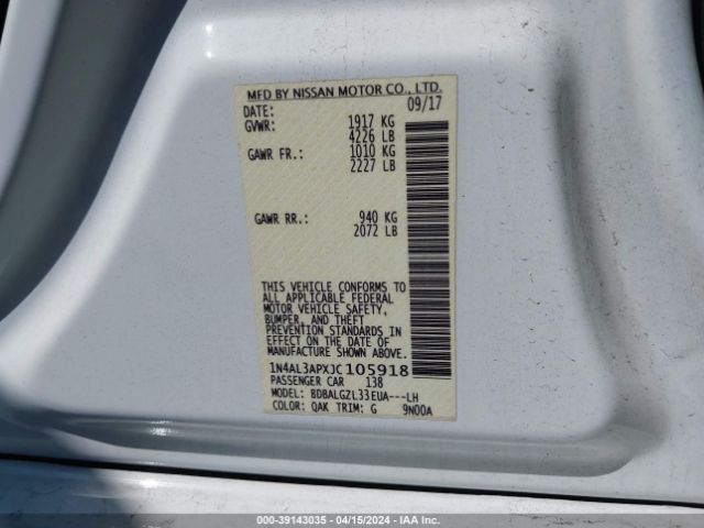 1N4AL3APXJC105918 Nissan Altima 2.5 S