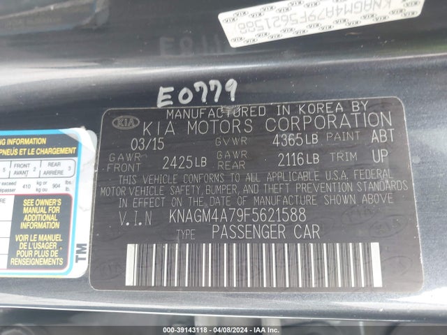 KIA Optima Lx 2015 KNAGM4A79F5621588 Image 9