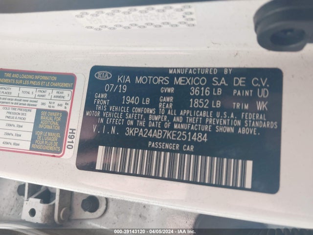 KIA RIO LX 2019 3KPA24AB7KE251484 Image 9