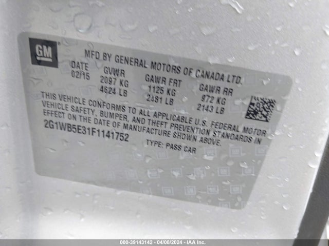 Chevrolet Impala Limited Lt 2015 2G1WB5E31F1141752 Image 9