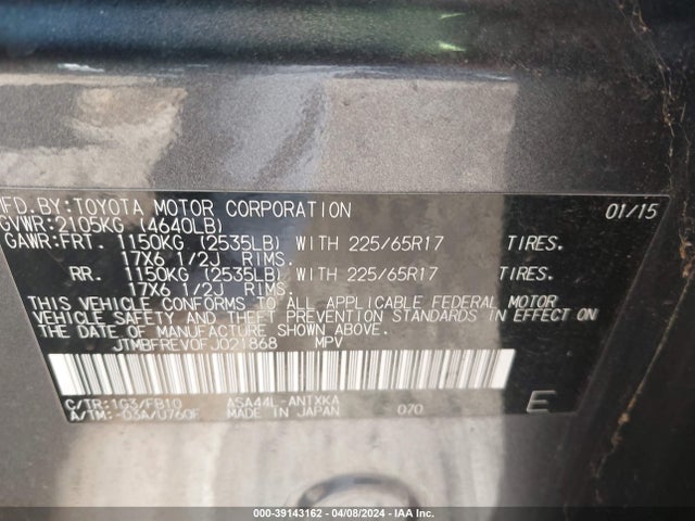 Toyota RAV4 LE 2015 JTMBFREV0FJ021868 Image 9