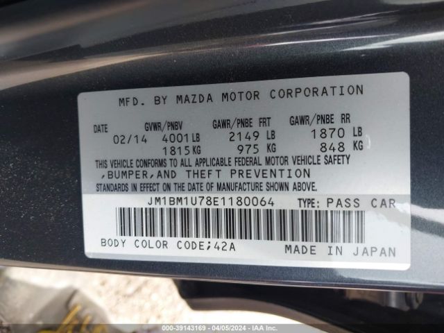 JM1BM1U78E1180064 Mazda Mazda3 I Sport