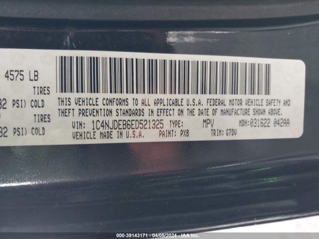 Jeep Compass Latitude 2014 1C4NJDEB6ED521325 Image 9