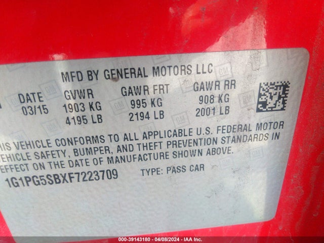 Chevrolet CRUZE LTZ 2015 1G1PG5SBXF7223709 Image 9