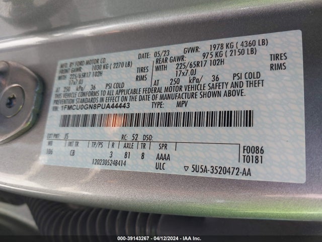 Ford Escape Active 2023 1FMCU0GN8PUA44443 Image 9