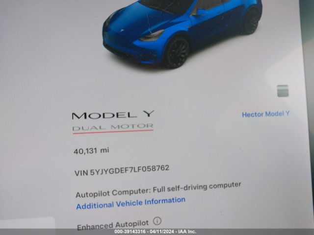 5YJYGDEF7LF058762 Tesla Model Y Long Range Dual Motor All-wheel Drive/performance Dual Motor All-wheel Drive