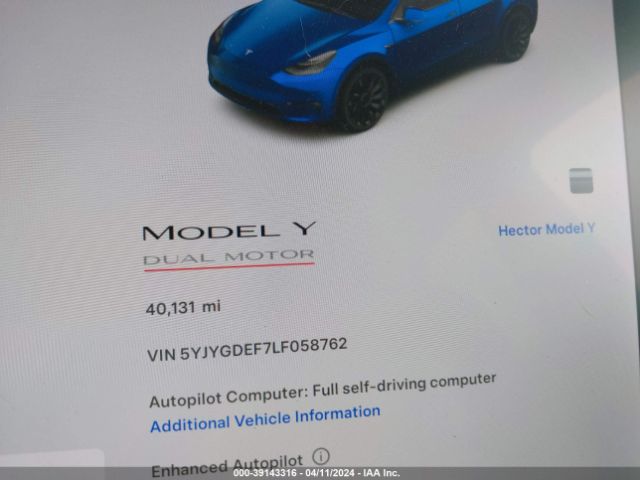 5YJYGDEF7LF058762 Tesla Model Y Long Range Dual Motor All-wheel Drive/performance Dual Motor All-wheel Drive