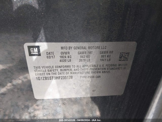 Chevrolet MALIBU LS 2017 1G1ZB5ST9HF235178 Image 9