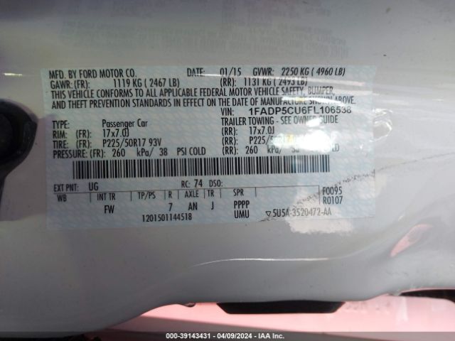 1FADP5CU6FL106538 Ford C-max Energi Sel