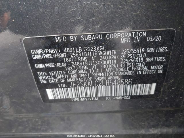 JF2SKALC2LH548586 Subaru Forester Sport