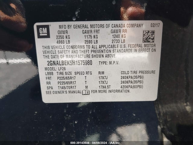 Chevrolet EQUINOX LS 2017 2GNALBEK5H1575980 Image 9