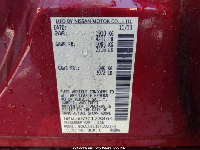 Nissan Altima 2.5 Sv 2014 1N4AL3AP7EC178864 Image 9