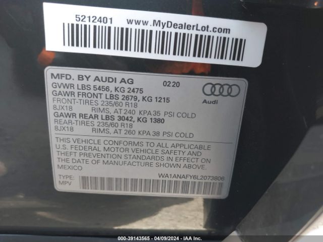 WA1ANAFY6L2073806 Audi Q5 Premium 45 Tfsi Quattro S Tronic