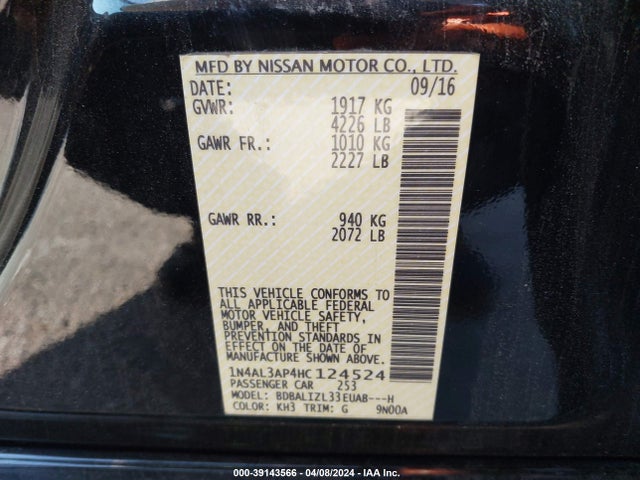 Nissan Altima 2.5 Sv 2017 1N4AL3AP4HC124524 Image 9