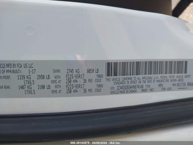 Dodge Grand Caravan Gt 2017 2C4RDGEG4HR674146 Image 9