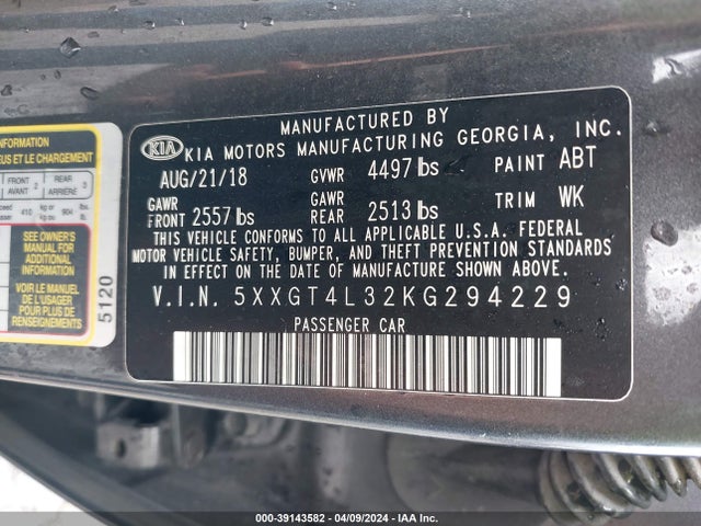 KIA Optima Lx 2019 5XXGT4L32KG294229 Image 9