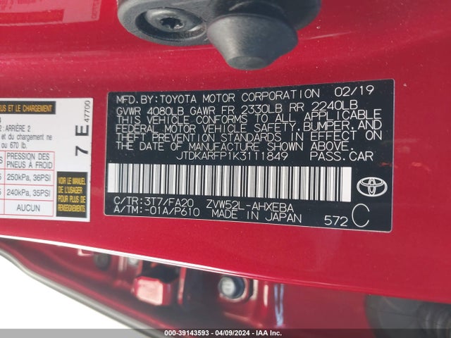 Toyota Prius Prime Plus 2019 JTDKARFP1K3111849 Image 9