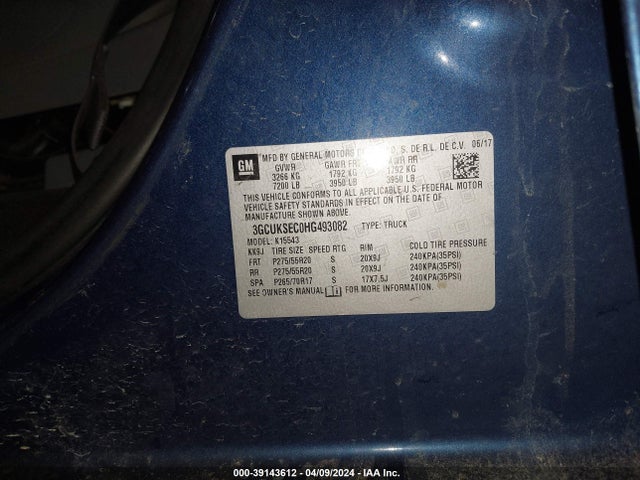 Chevrolet Silverado 1500 1lz 2017 3GCUKSEC0HG493082 Image 9