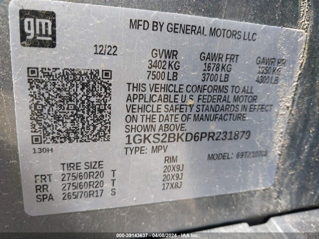 GMC Yukon 4wd Slt 2023 1GKS2BKD6PR231879 Image 9