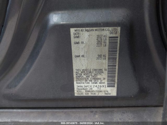 1N4AL3AP2JC242691 Nissan Altima 2.5 Sr