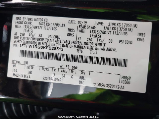 Ford F-150 Raptor 2019 1FTFW1RG0KFB28513 Image 9