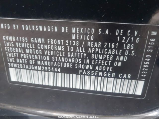 3VW2B7AJ5HM295444 Volkswagen Jetta 1.4t S