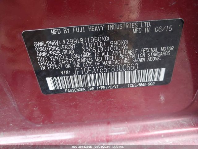 JF1GPAY65F8300660 Subaru Impreza 2.0i Sport Premium