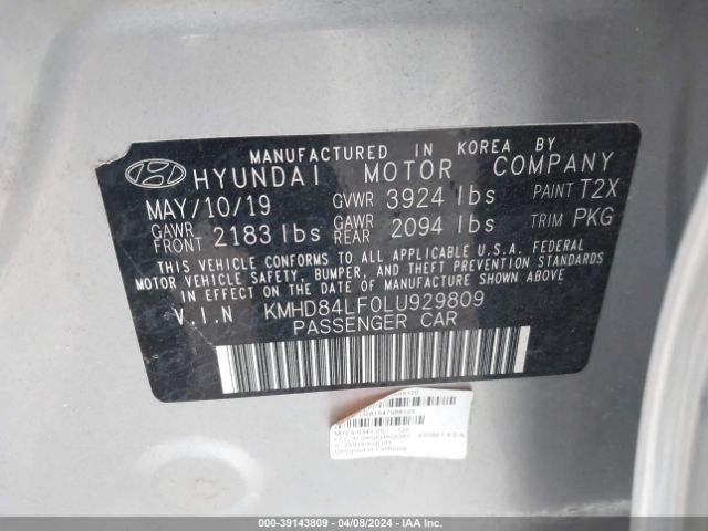 KMHD84LF0LU929809 Hyundai Elantra Value Edition