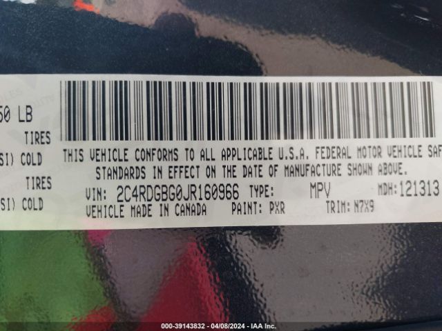 2C4RDGBG0JR160966 Dodge Grand Caravan Se Plus