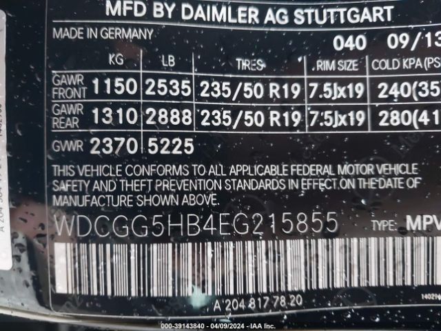 WDCGG5HB4EG215855 Mercedes-Benz GLK 350