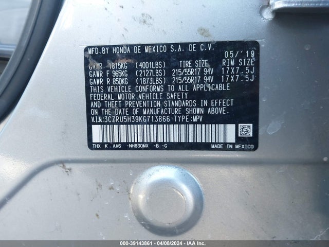 Honda HR-V LX 2019 3CZRU5H39KG713866 Image 9