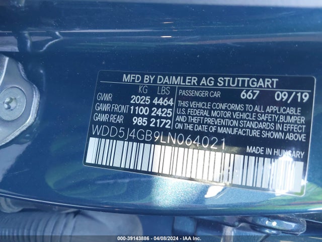 Mercedes-Benz CLA 250 2020 WDD5J4GB9LN064021 Image 9