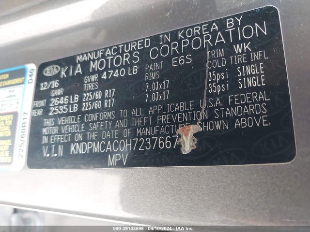KIA Sportage Lx 2017 KNDPMCAC0H7237667 Image 9