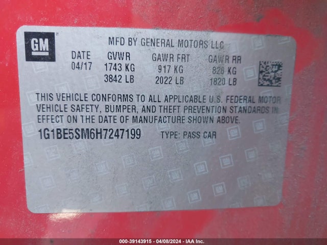 Chevrolet Cruze Lt Auto 2017 1G1BE5SM6H7247199 Image 9