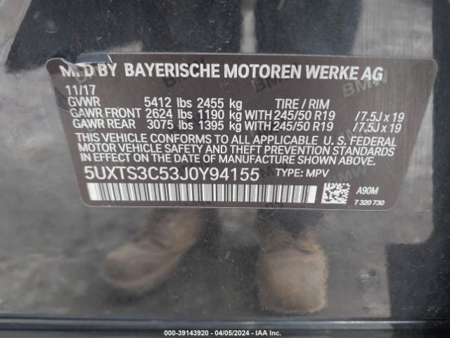 5UXTS3C53J0Y94155 BMW X3 M40i