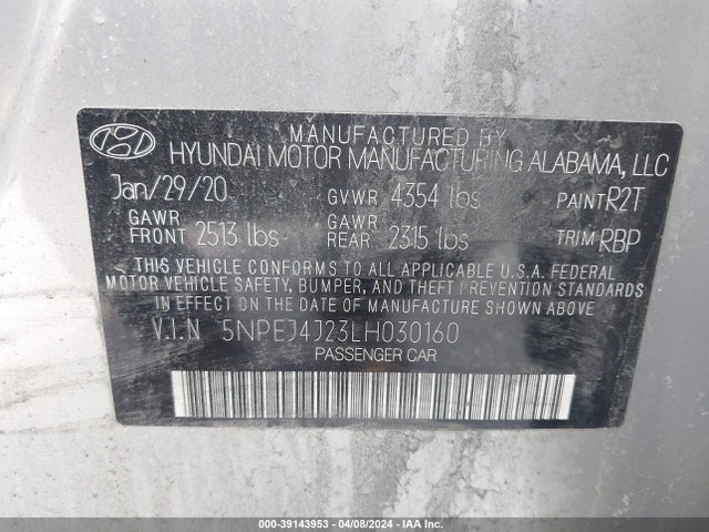 Hyundai Sonata Sel Plus 2020 5NPEJ4J23LH030160 Image 9