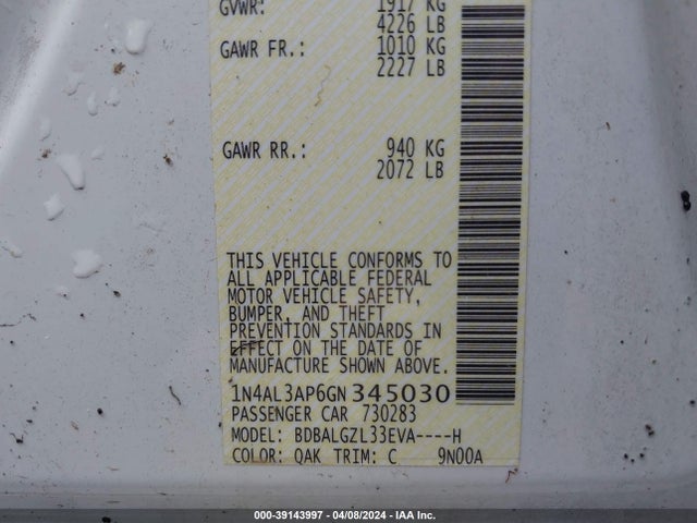 Nissan Altima 2.5 S 2016 1N4AL3AP6GN345030 Image 9