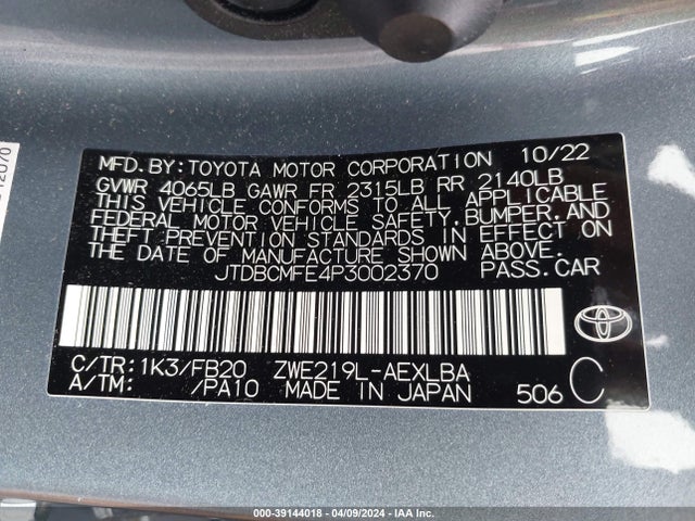 Toyota Corolla Hybrid Le 2023 JTDBCMFE4P3002370 Image 9