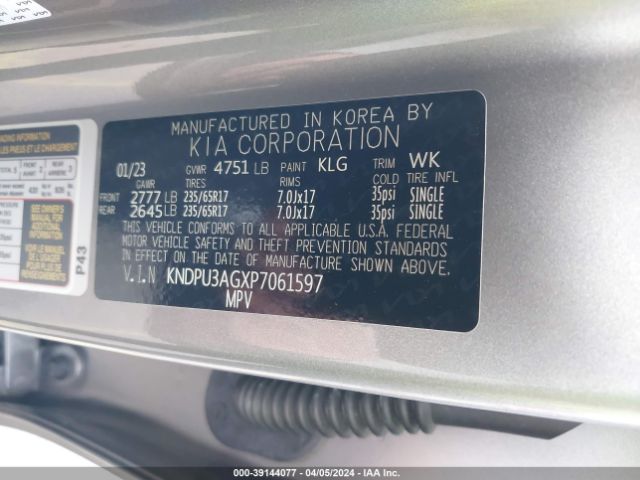 KNDPU3AGXP7061597 KIA Sportage Hybrid Lx