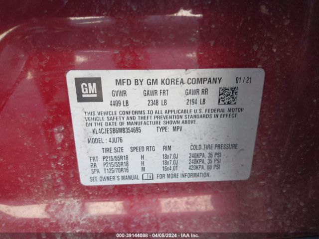 KL4CJESB6MB354695 Buick Encore Awd Preferred